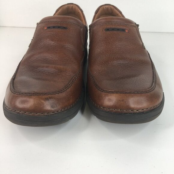 Clarks Unstructured Leather Slip On Comfort Brown Loafers Casual Shoe Size 8M - Picture 3 of 10